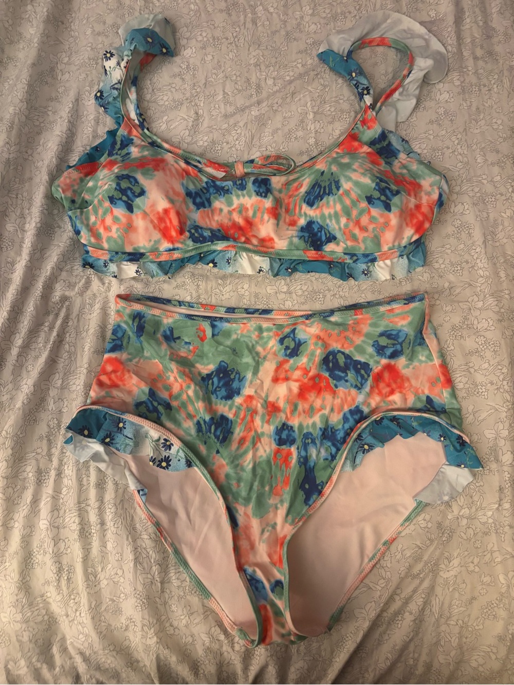 aerie Tie-Dye and Floral High-Waist Bikini Set